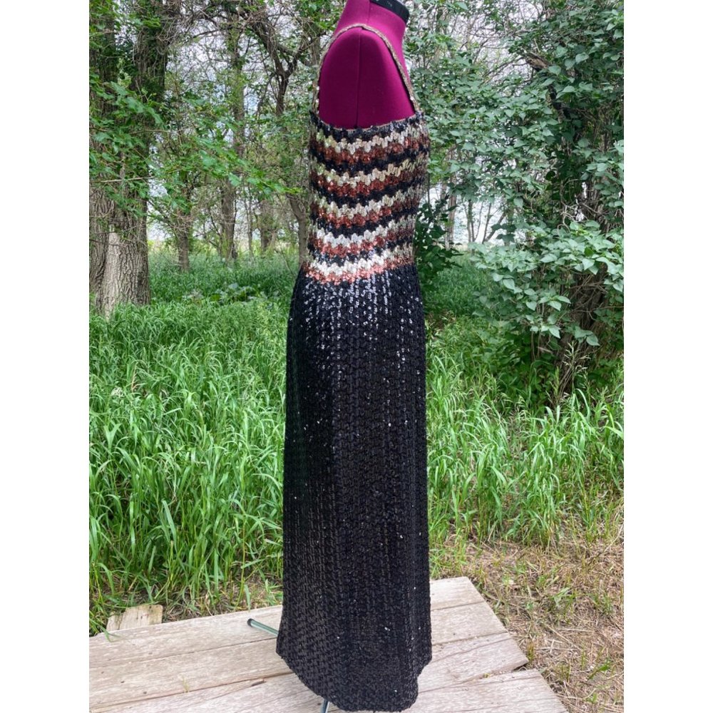 Vintage 1960s Knit Sequin Wiggle Evening Dress MOD - Picture 2 of 16